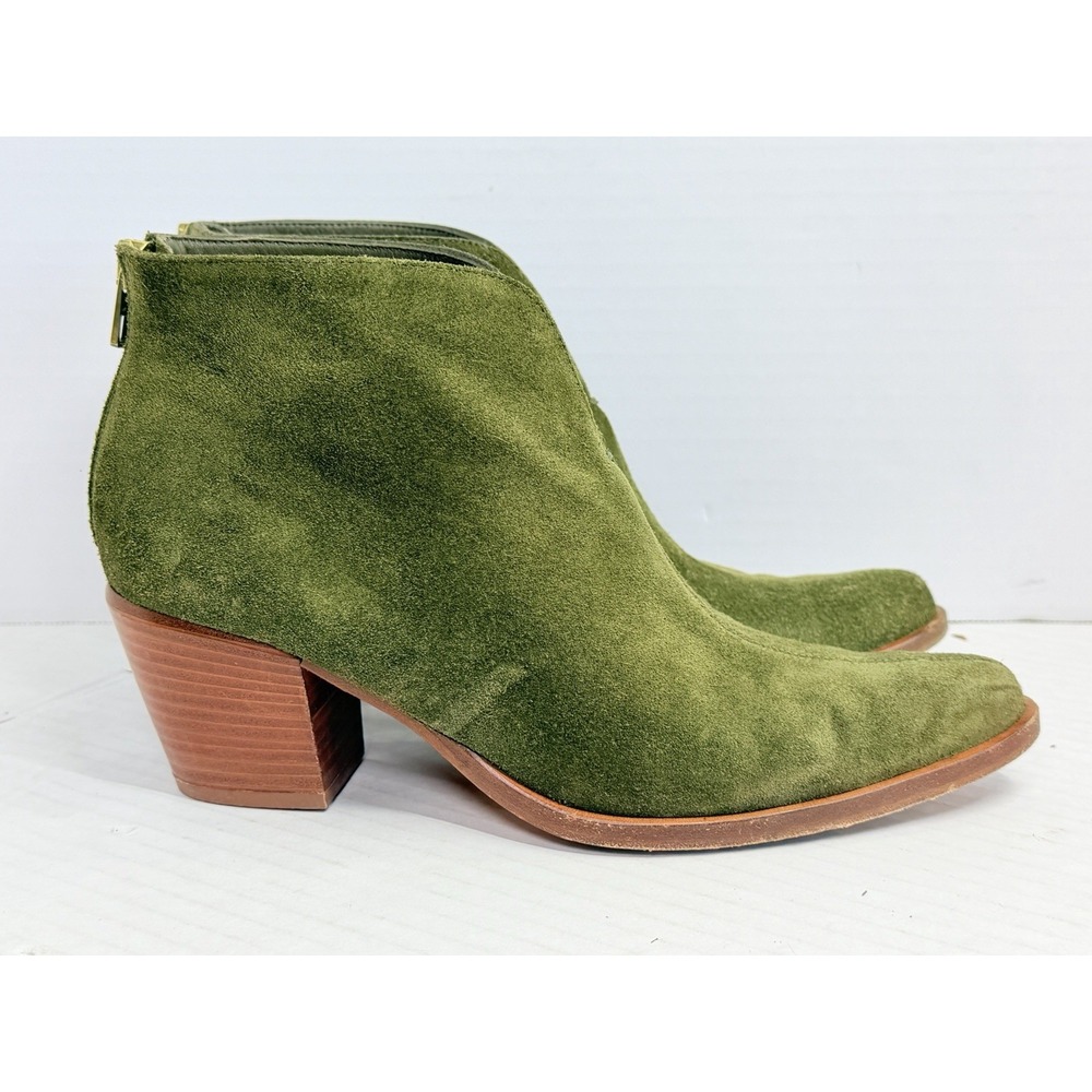 Vince Havana Notch Ankle Boots Womens 8M Military Green Suede Italy